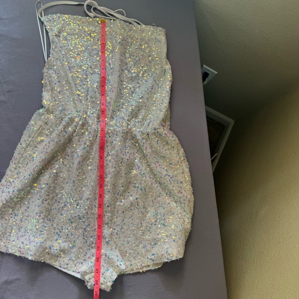 Cloud Ten romper women large cowl neck open back sequin halter one piece white - Picture 10 of 13